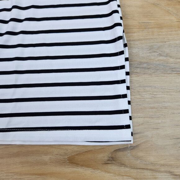 🍑Black & White Striped Off Shoulder Bell Sleeve Top XLarge - Picture 9 of 13